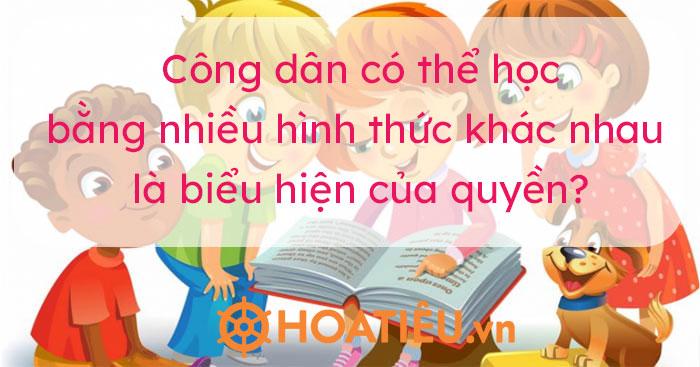 Hình ảnh các công dân nhỏ thực hiện quyền học tập của bản thân.