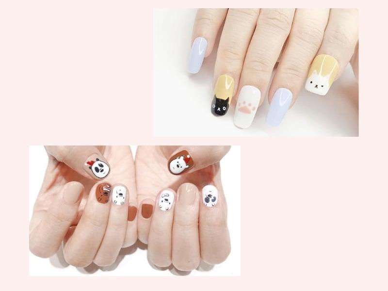 Mẫu nail hoạt tiết hoạt hình