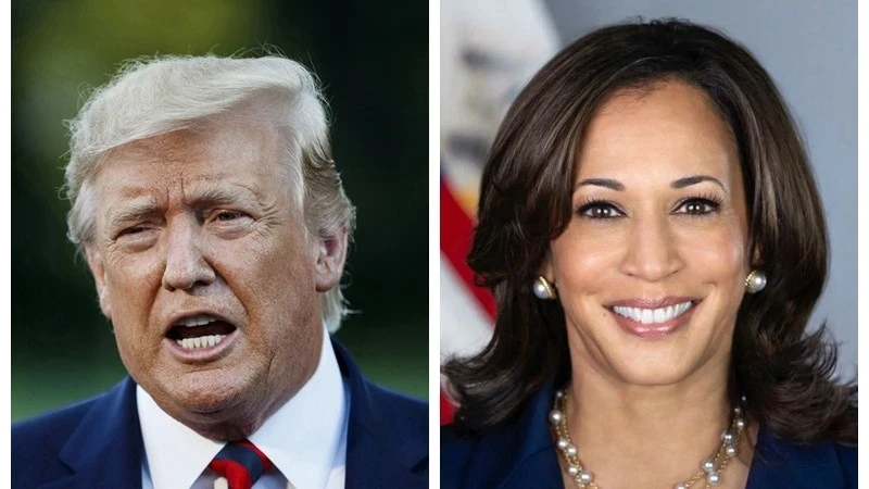 Ứng cử viên của đảng Cộng hòa Donald Trump và ứng cử viên của đảng Dân chủ Kamala Harris. (Ảnh: Tân Hoa Xã)