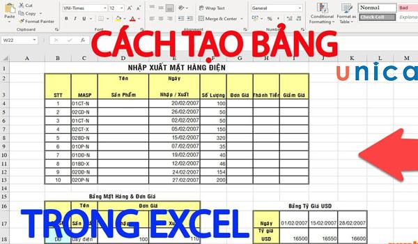 Tạo bảng giúp bạn làm việc với excel dễ dàng hơn