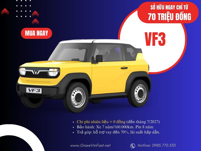 Bảng giá Thông số VinFast VF 3 tháng 01/2025 | Đặt Cọc Chỉ 15Tr