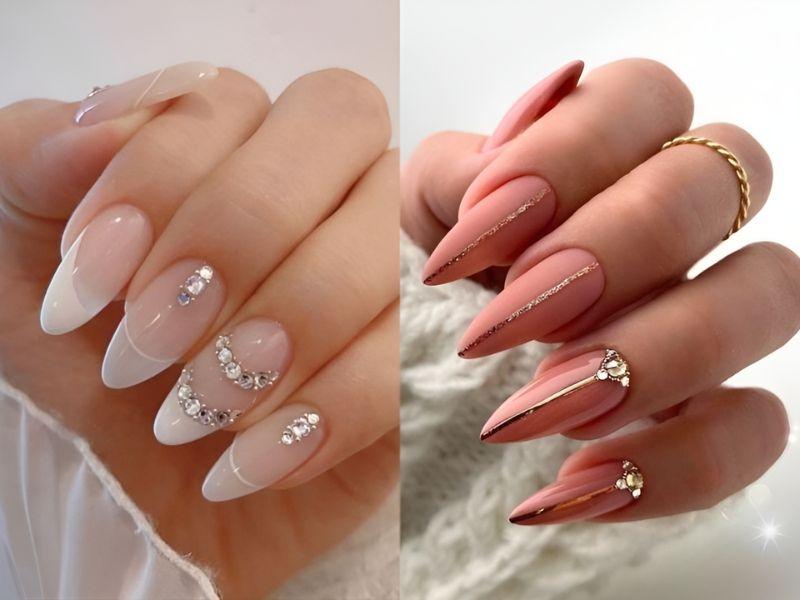 Nail đính đá nhỏ màu hồng